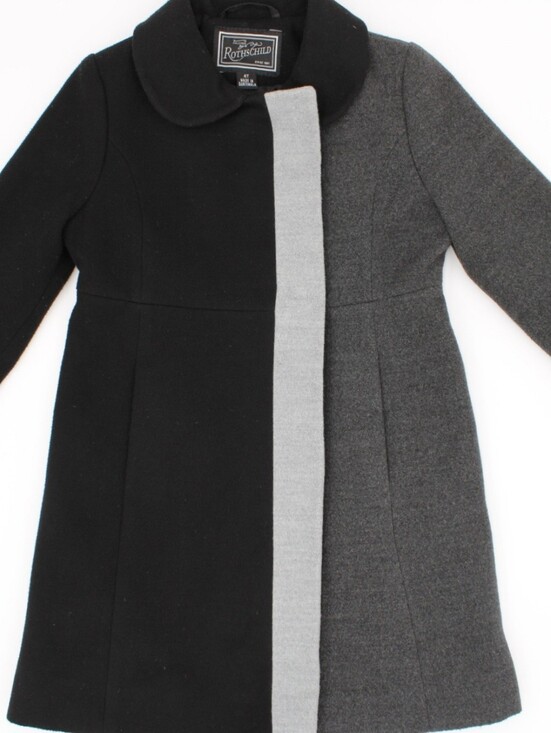 Rothschild Other - Vintage Rothschild Girls Wool Blend Colorblock Dress Coat Black Grey 4T